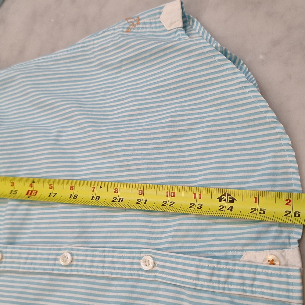 American‎ Eagle Favorite Shirt Fitted Sz 6 Striped Shirt 2 Qty Light Blue Coral - Picture 4 of 8